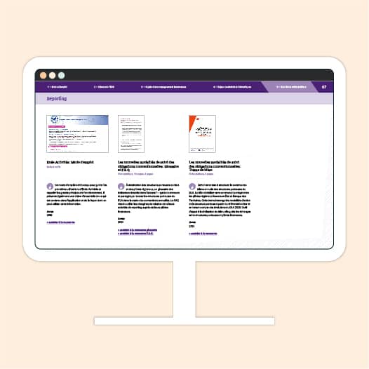page de présentation de ressources de la cinquième partie "B.A. - BA & outils métiers". Couleur associée : violet. Sur chaque page : 4 ressources (photo, texte descriptif, date de publication et auteur)