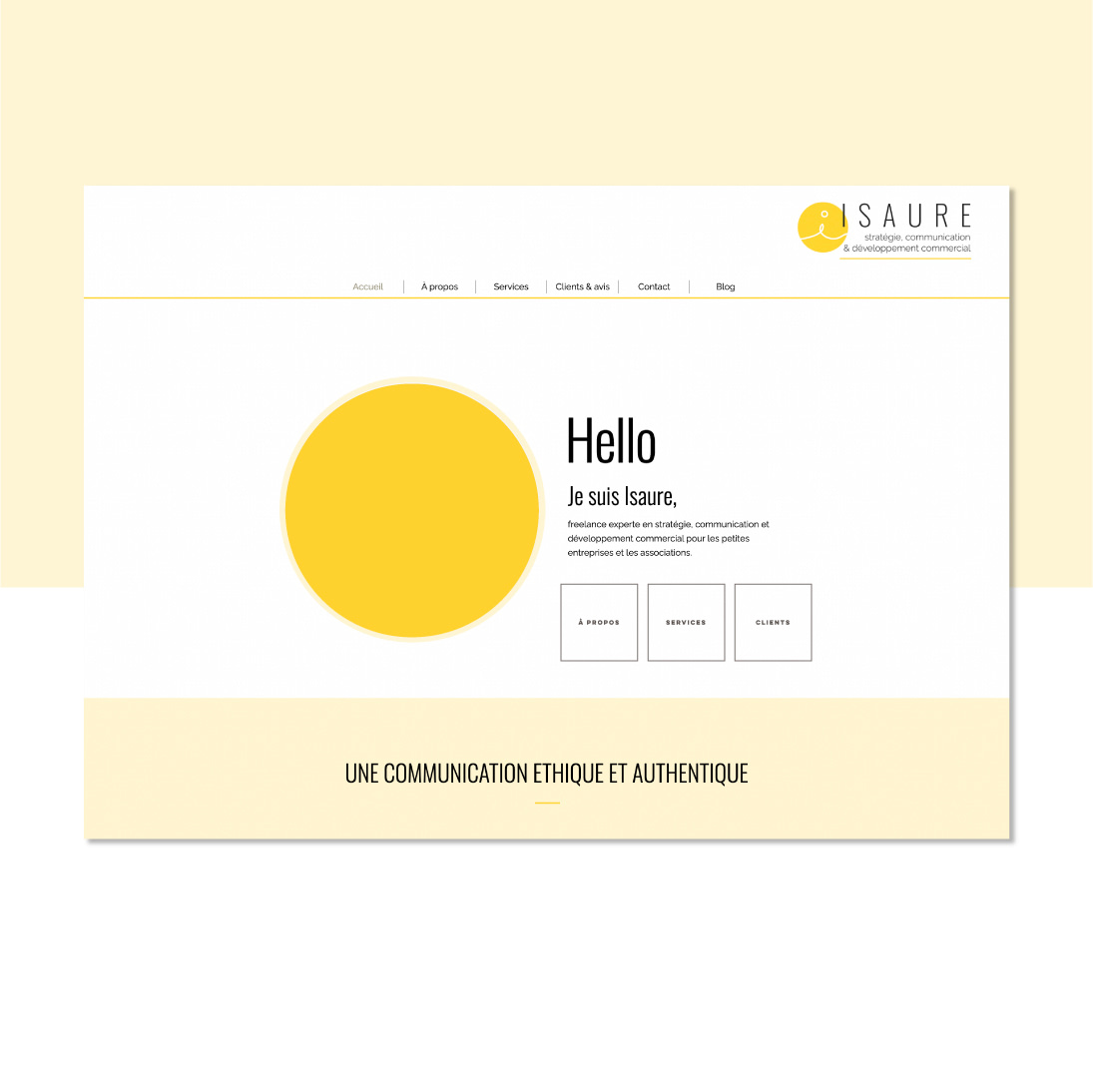 Capture d'écran du site d'Isaure avec son logo en haut à droite.